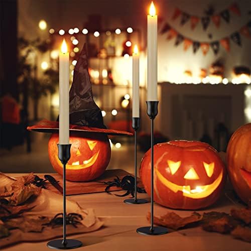 Ymenow Battery Tapered Candles with Remote Timer, 6 Packs 24.5cm Ivory Real Wax LED Flameless Fake Window Candles Flickering with 3D Wick Lights for Christmas Table Home Room Window Decorations