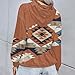 Lanaoree Women's Western Ethnic Print Comfy Hoodie Fashion Long Sleeve Hooded Sweatshirts for Women Brown 2X-Large