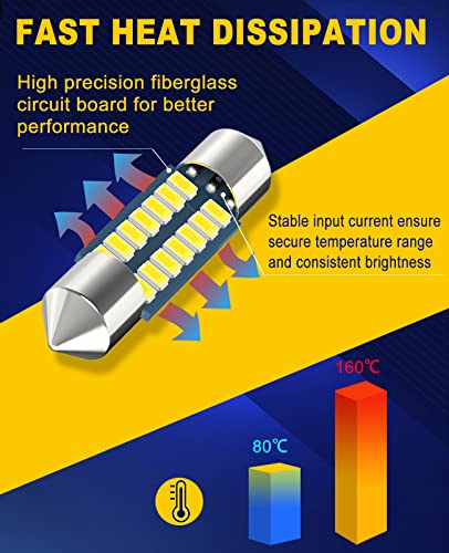 Serundo Auto 31MM 3175 LED -4PCS De3175 Led Car Bulb 31Mm 1.22In Led Festoon Bulb, De3021 De3022 De3023 6428 6430 7065 Led Festoon Bulb, 6000K White Super Bright Interior Led Used For Car Map Dome Light Etc,Pack Of 4Pcs thumb #6
