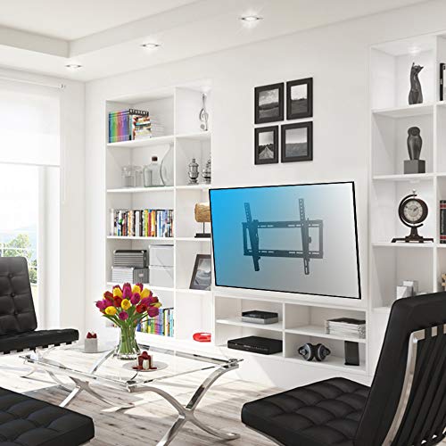 SIMBR Staffa TV a Parete Supporto a Muro per 26 a 75 Pollici LCD LED Plasma TV Super-forza Capacità di carico Max 60KG, Inclinazione Libero ±15 °, Max VESA 600x400mm e Livella Magnetica a Bolla
