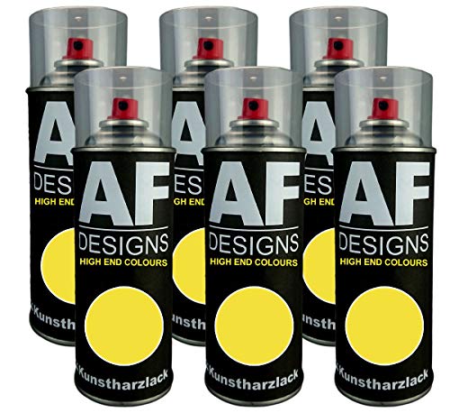 Alex Flittner Designs 6X Plástico Revestimiento Pintura en Espray Laca Colorida Lata de Aerosol RAL1018 Amarillo Zinc Brillante Mate - RAL1018 Amarillo Zinc Seda Mate