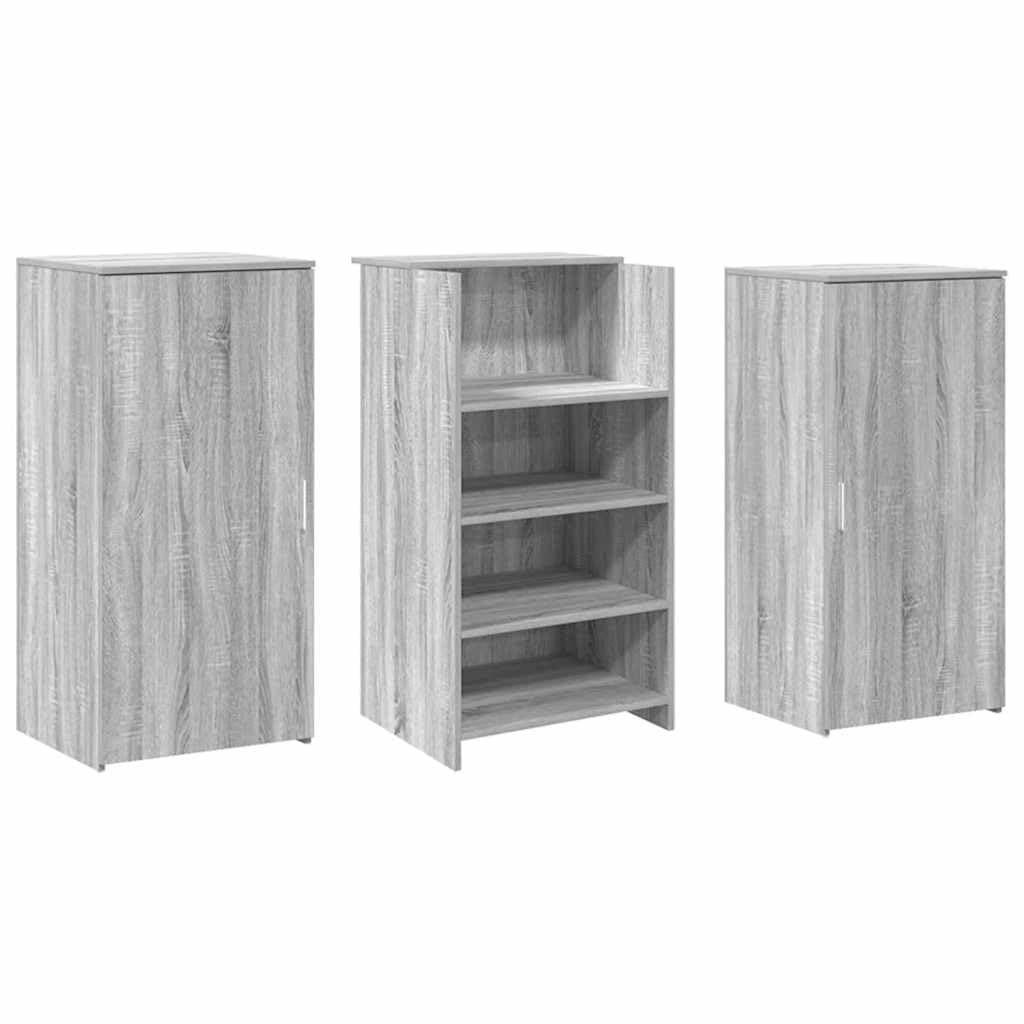 Empfangstheke Grau Sonoma Holzwerkstoff 155x50x103,5 cm mit Stauraum, Beistellschrank und Ablagefach ideal als Bürotisch, Sekretär, Gaming Arbeitsplatz oder Homeoffice Lösung