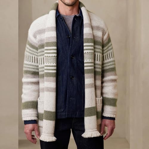 Mens Loose Fit Sweater Cardigan Flip Collar Side Pockets Knitwear Winter Warm Thickening Soft Knit Outerwear3