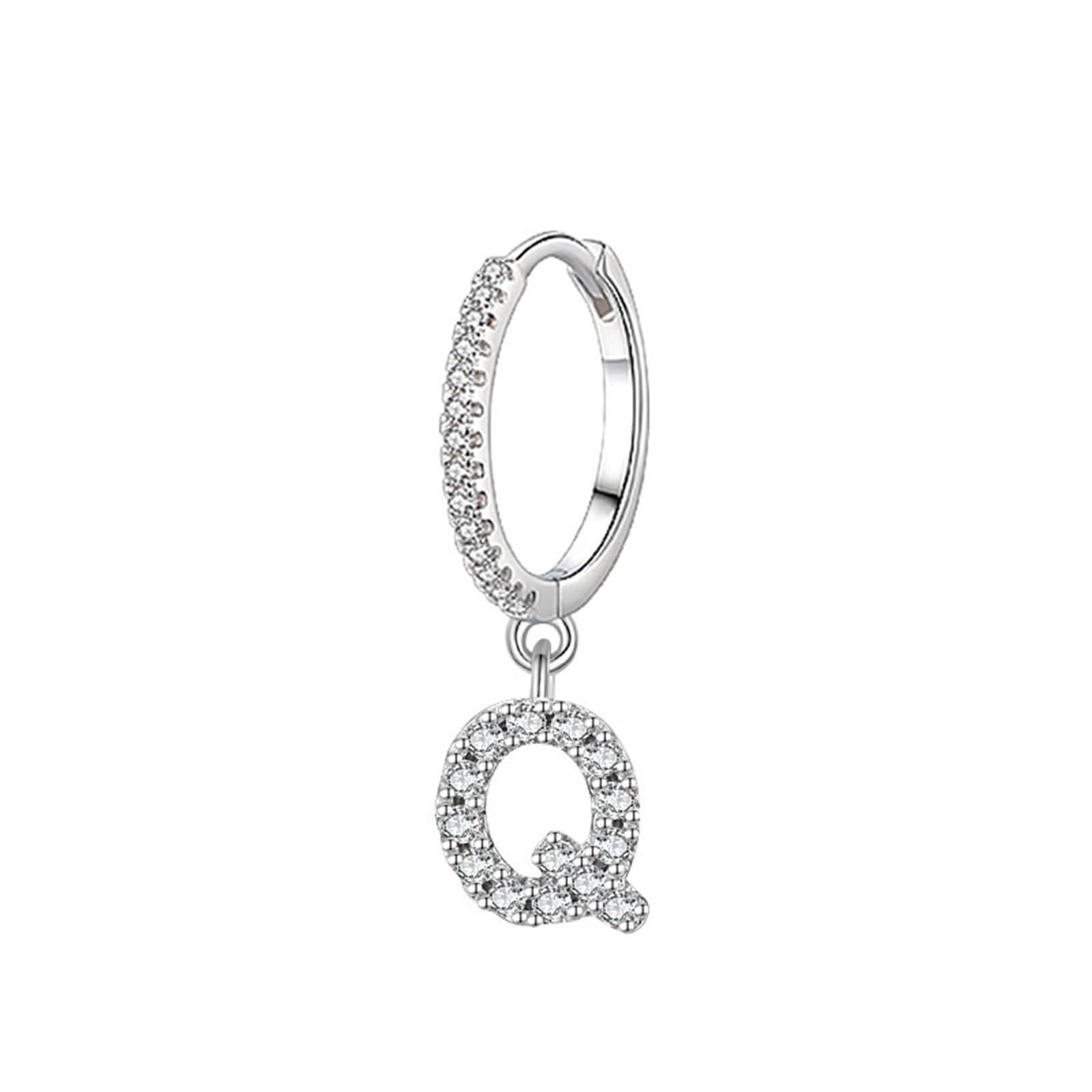 Kolczyki damskie kreole, platyna 750 585 375, prawdziwe złoto, wiszące kolczyki okrągłe Moissanite, kreole z literami, na wesele, bez niklu, prawdziwa biżuteria, białe złoto