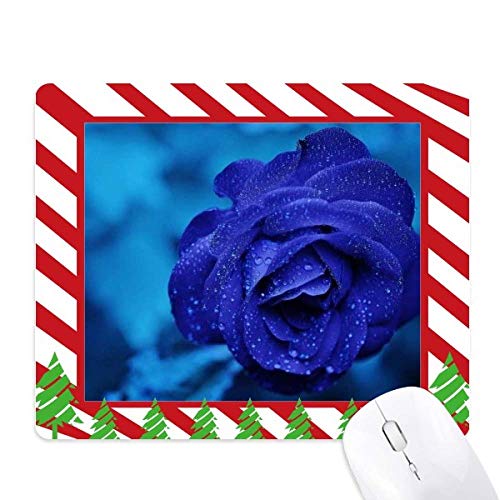 Tapis de souris bleu foncé motif roses en fleurs édition de Noël finitions premium