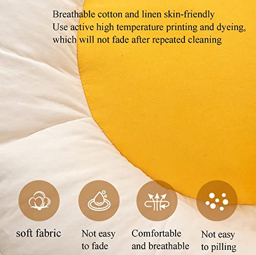 Fbkphss Stuffed Animal Storage Bean Bag Chair Cover (No Filler) For Kids And Adults Soft Cotton And Linen Stuffable Bean Bag Cover,Beige+Yellow,Medium #TOP2