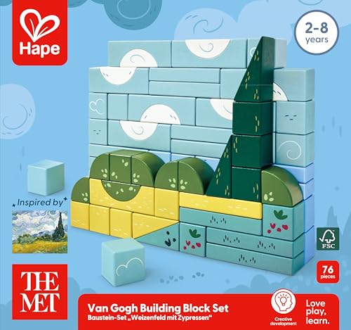 Hape x The Met Van Gogh Wheat Field with Cypresses Building Block Set, Art-Inspired Building Block Set for Toddlers & Kids Ages 2-8, Creative Educational Construction Set for Early Development