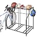 Mythinglogic Bike Rack, Bicycle Holder with Baskets Collection Organizer and 4 Hooks, 3 Bicycle Floor Parking Stands, Bike Storage Stand, Bike Rack Garage, Free Standing Bike Rack, Indoor Bike Rack
