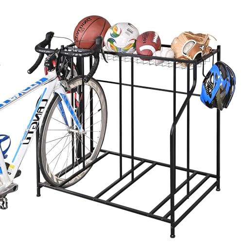 Mythinglogic Garage Bike Storage Rack, Freestanding Organizer for Adult or Kids Bike, 3 Bicycle Holder for Indoor and Outdoor Use