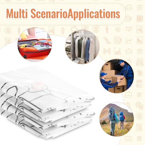 Luziyun Sacchetti Sottovuoto Vestiti Da Appendere, 4 Pezzi, 110X70Cm, Sacchi Sottovuoto Salvaspazio Per Abiti, Cappotti E Giacche, Organizzatore Per Armadio, Sacchetti Trasparenti E Riutilizzabili - 5