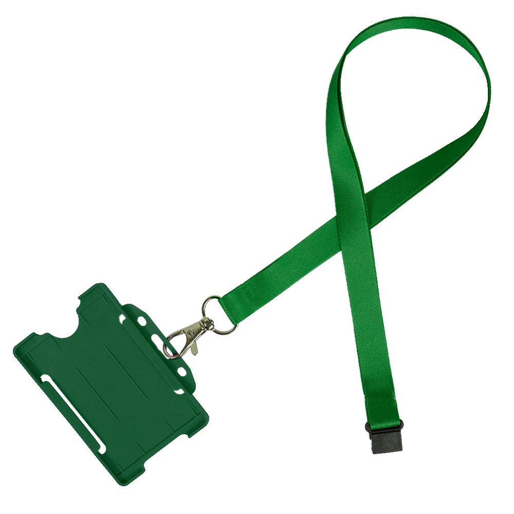 Pack of 25 Green Lanyards with Open Faced Card Holder for ID Cards, Name Badges, and More - Durable Breakaway Green Neck Strap Suitable for Everyday Use โ image 1