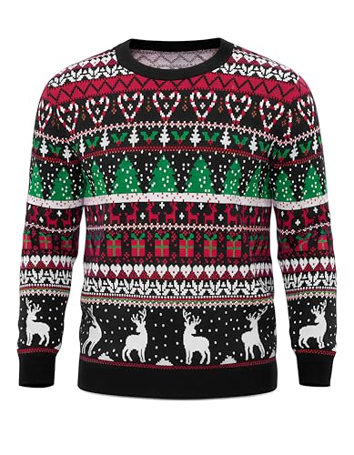Jezonga Weihnachtspullover Herren Ugly Christmas Sweater Pullover...