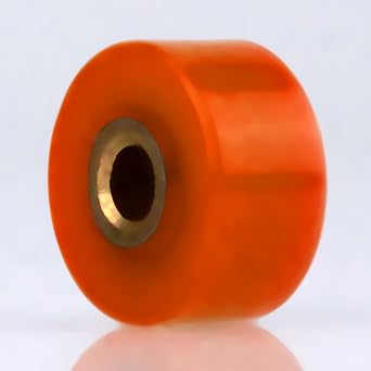 ML6 Precision Polyurethane Coated Bronze Idler Roller - 0.500" O.D x 0.250" WD x 0.125" Bore. Coated with 55-90 Shore A Durometer. 70 Durometer Orange