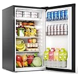 EUHOMY 93L Under Counter Fridge, Small Fridge Freezer with 7-Stage Thermostat, 38dB Ultra-Quiet Undercounter Mini Fridge, 82L Refrigerators & 8L Freezer for Dorm/Office/Bedroom, Black [Energy Class E]