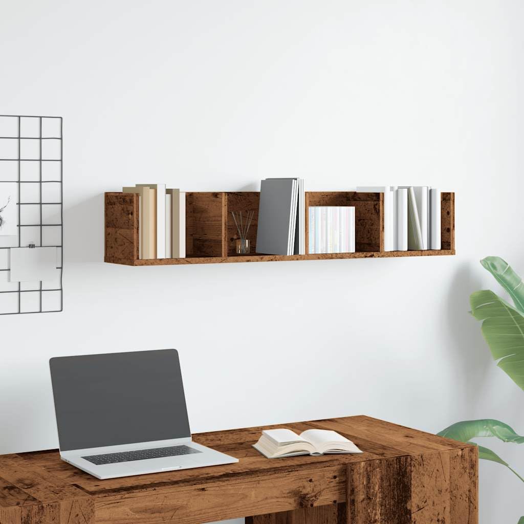Schweberegal für CDs, CD-Wandregal aus Holzwerkstoff, 100x18x18 cm, zur Aufbewahrung von CDs, DVDs, Büchern und Dekorationsartikeln, wandmontiertes Design spart Bodenfläche.