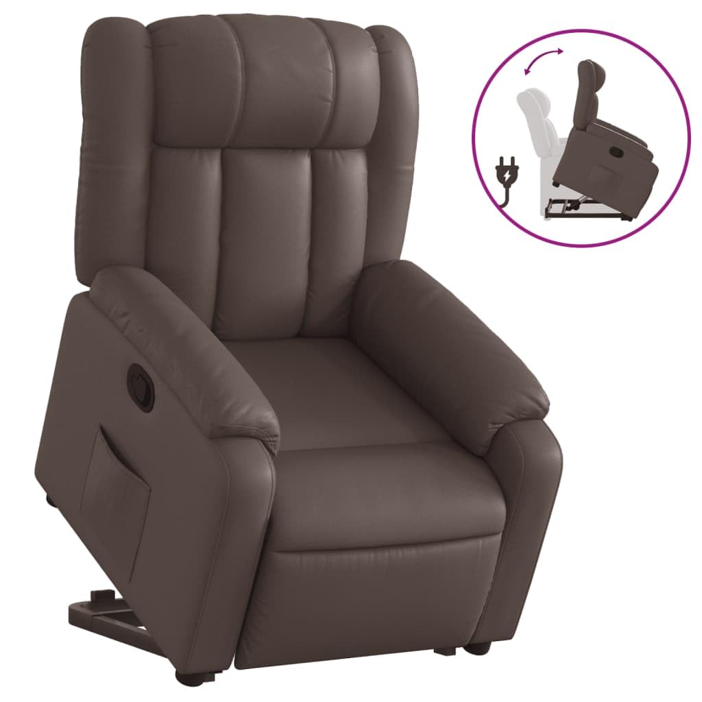 Homgoday Relaxsessel mit Aufstehhilfe Fernsehsessel Verstellbarer Ruhesessel Aufstehsessel Relaxsessel mit Liegefunktion Sessel für Senioren mit Aufstehhilfe TV Sessel Braun Kunstleder