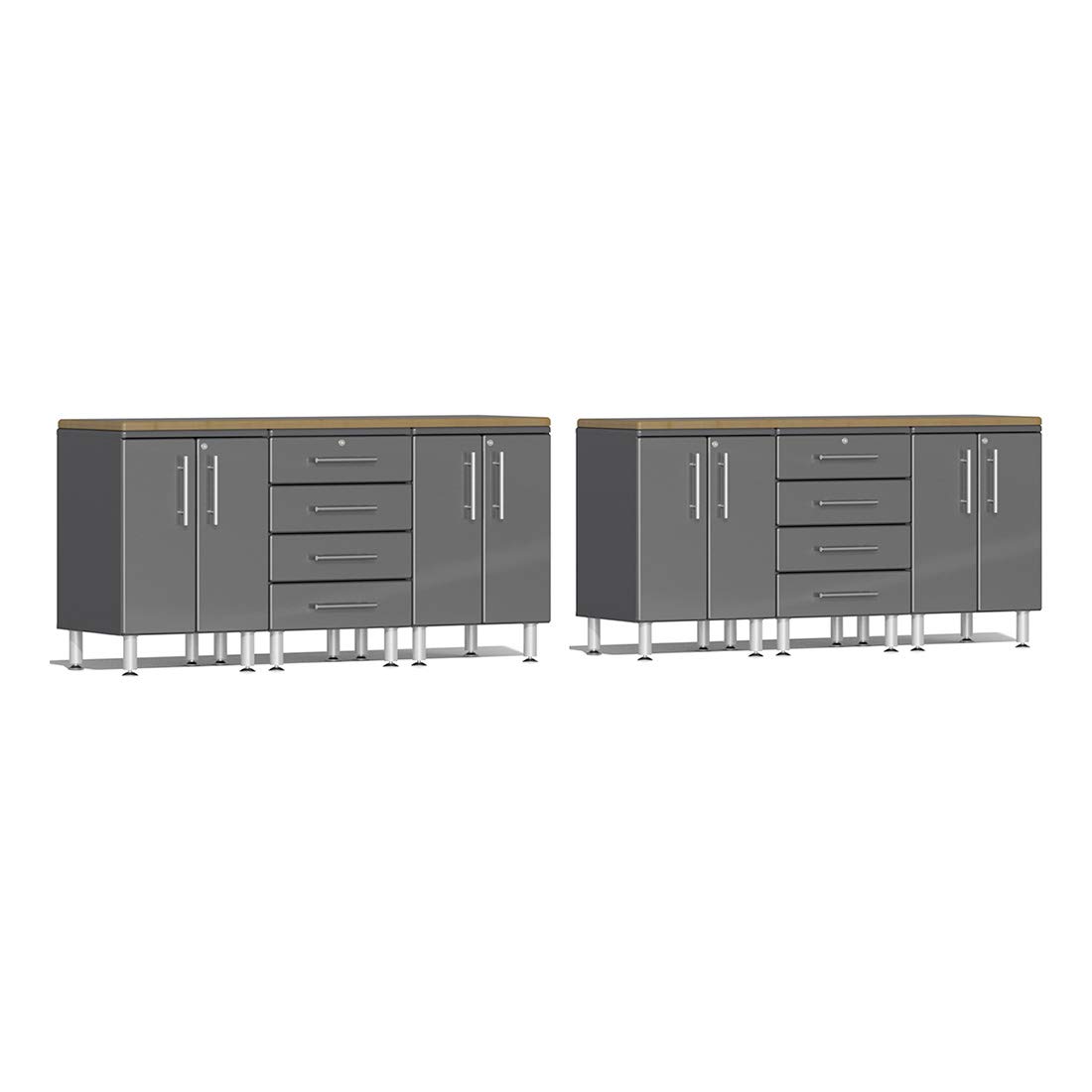 Ulti-Mate UG25082G 8-Piece Workstation Kit with Bamboo Worktops in Graphite Grey Metallic