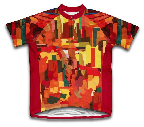 ScudoPro Orange Abstract Short Sleeve Cycling Jersey for Women - Size XL