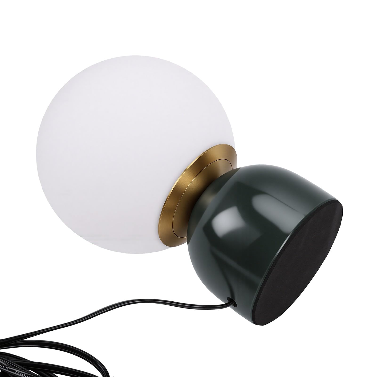 FTVOGUE Lampada da Comodino Globe con Paralume in Vetro e Base in Marmo | Attacco E27, Luce Calda per Soggiorno, Studio, Camera da Letto, Compatibile con Lampadina Dimmerabile