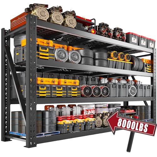 Bepatio 77'W Heavy Duty Garage Shelving, 8000LBS...