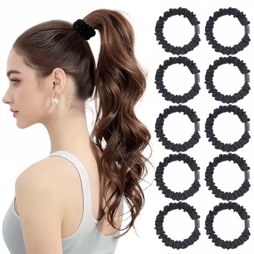 Nothstein 10 Pcs Black Small Satin Hair Ties No Damage for Women Girls Thick Thin Hair, Small Satin Scrunchies Hair Ties Skinny Hair Elastic Bands Ponytail Holders for Women Hair Accessories Nothstein 10 Pcs Black Small Satin Hair Ties No Damage for Women Girls Thick Thin Hair, Small Satin Scrunchies Hair Ties Skinny Hair Elastic Bands Ponytail Holders for Women Hair Accessories