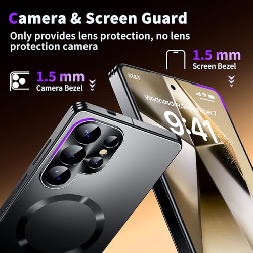 Image of for Samsung Galaxy S24 Ultra Case, Heavy-Duty Slim Design Compatible with MagSafe, Strong Magnetic Shockproof Protection for Screen & Camera Cover Case for Samsung S24 Ultra,Black