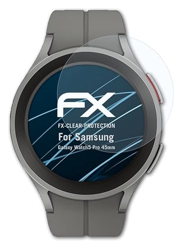 atFoliX Lámina Protectora de Pantalla Compatible con Samsung Galaxy Watch5 Pro 45mm Película Protectora, Ultra Transparente FX Lámina Protectora (3X) Cover
