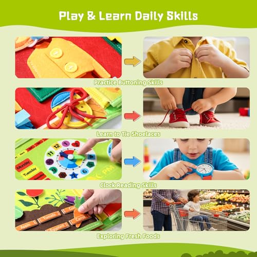 POIKSHARK Busy Board Montessori Toys for Toddler, Car Travel Activities Toys for Fine Motor Skills Development, Educational Preschool Sensory Busy Book for Kids, Best Gift for Boys & Girls - Image 5