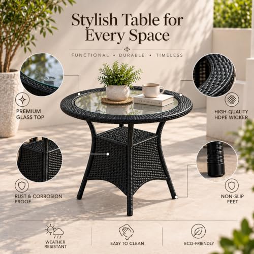 Image of Outdoor & Indoor Patio Furniture Set, 4 Chairs & 1 Table, Bistro Set for Balcony, Garden, Lawn, Terrace & Rooftop, Black