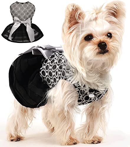 Dog Dress, Xs, Black, Female Dog Clothes For Small Dogs Girl, Cat Apparel, Cute Pet Puppy Clothing Doggie Outfits For Spring, Summer Dog Dress With Stripe Tulle #TOP22