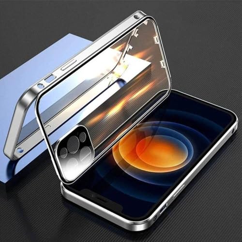 Image of MILLION CASES Back Cover Case for iPhone 15 Pro Shockproof Protective Aqua Cage Twin Glass TPU Case for Men & Boys(Silver)