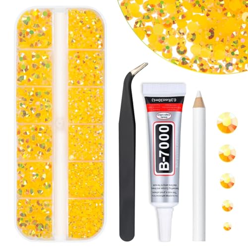 qiipii strass résine orange jaune AB 2mm-6mm glue B7000 pièces 45