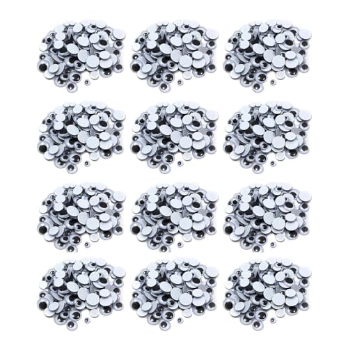 Charles Leonard Wiggle Eyes, Black, Assorted Sizes, 100 Per Pack, 12 Packs