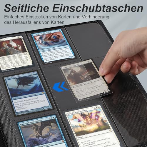Mlikero Sammelalbum Karten, 360 Seitentaschen groß Sammelkarten Album, Sammelheft Sammelkarten Ordner Geschenk für Karten Sammler und Kinder Geburtstag (Schwarz)