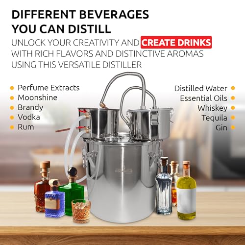 Moonshine Still | Alcohol Wine Distiller | Distilling Kit | Stainless Steel (2.5 Gal (10L))