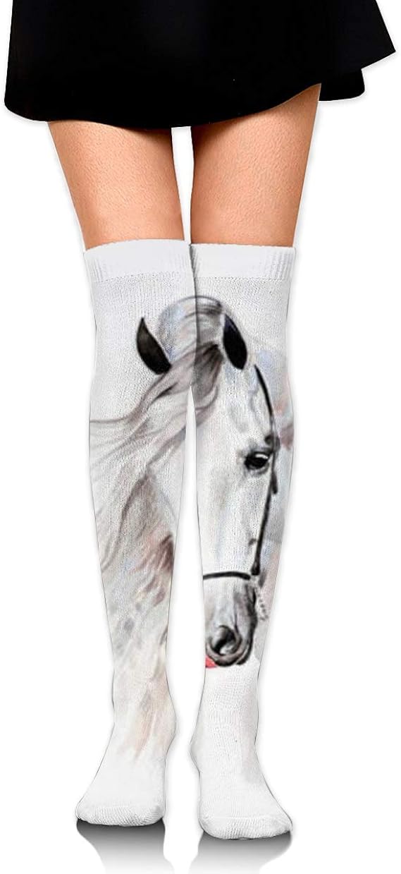 Amazon Co Jp 馬柄 白 ハイソックス ロングソックス オーバーニーソックス サイハイソックス ボーダー ハイソックス ニーハイ ソックス 膝上 美脚着圧 防寒 通学通勤 靴下 レディース 65 Cm ファッション