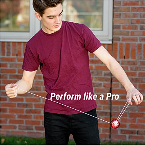 yomega fireball yoyo -high performance responsive transaxle yoyo great for string tricks for advance players to perform like pros  extra 2 yo yo strings amp 3 month warranty redblack