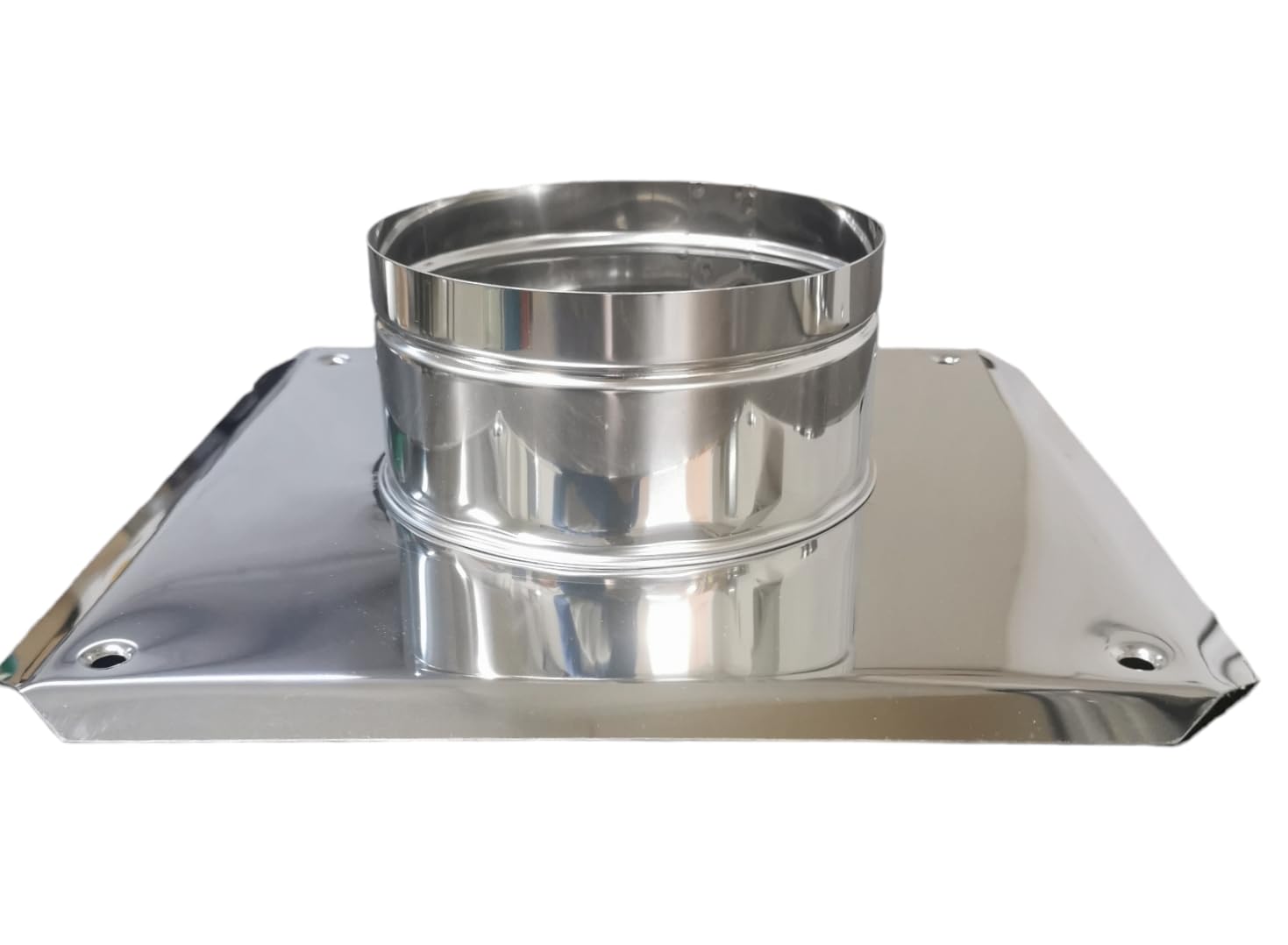 Denvel Steel Denvel® - Chimney Base Plate 180 Mm Diameter, Base Size 300X300 Mm, Stainless – Flue Pipe Support And Mounting Base For Masonry Chimneys And Ventilation Caps