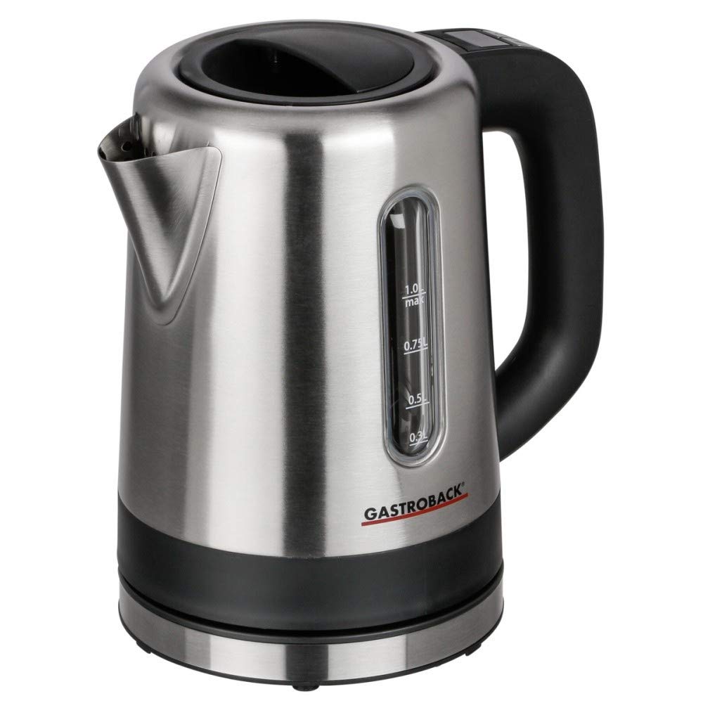 Bouilloire 1L Gastroback 2200W à ébullition rapide en inox noir durable