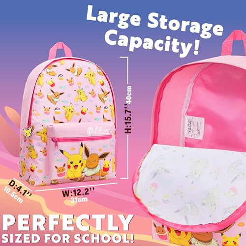 Image of Pokemon Backpack Kids School Bag Boys Girls Teens Pikachu Pokeball