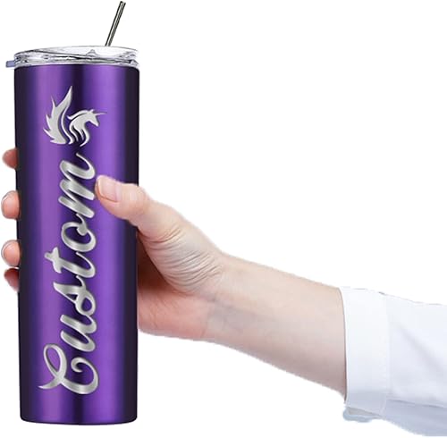 Miniatura 8 de Vasos ajustados personalizados con tapas y pajitas de 20 onzas vaso de café delgado grabado con láser personalizado con nombre regalo para mujeres