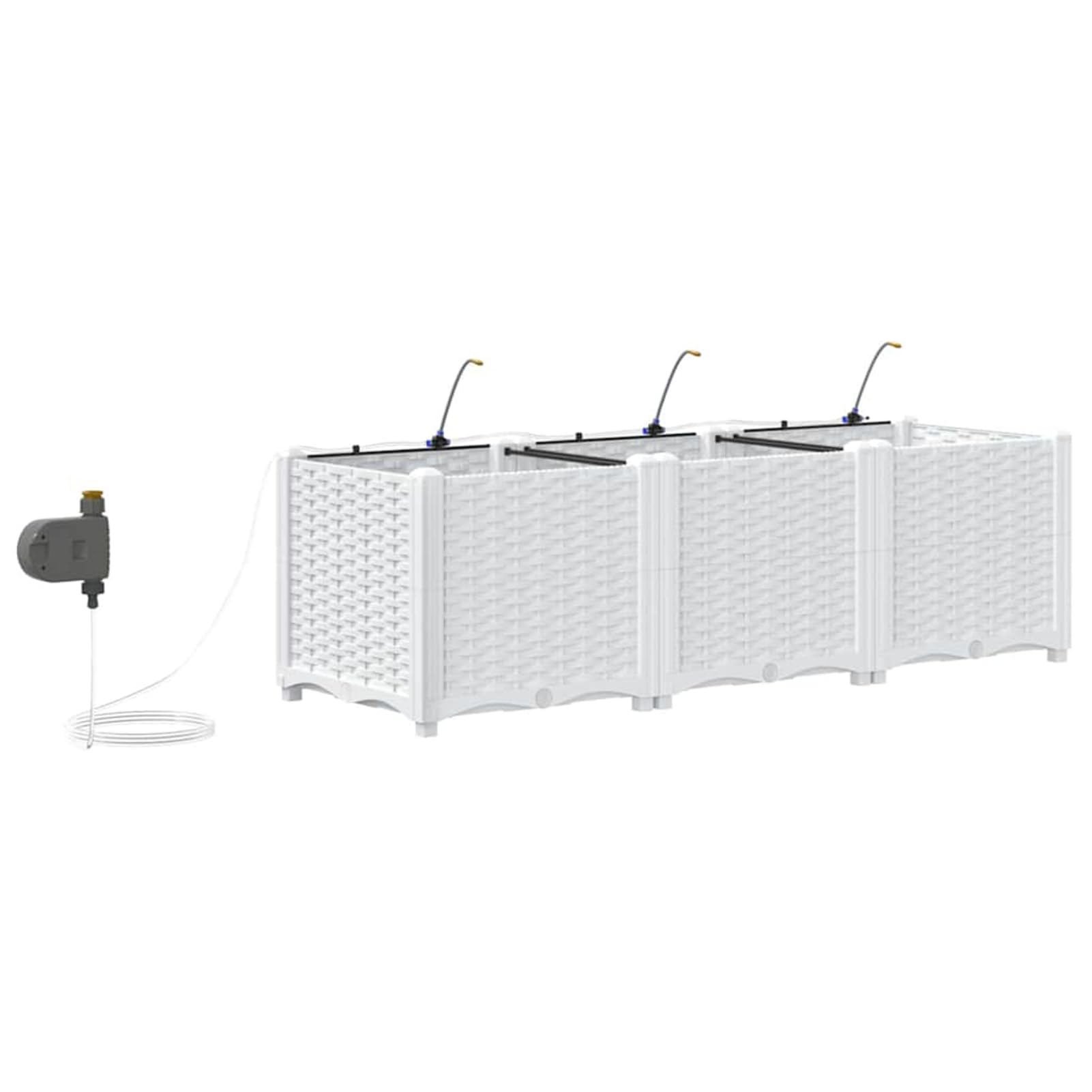 Geecher Vaso da Giardino 3 Pezzi, con Sistema di irrigazione Integrato, 120x40x37,5 cm, in Acciaio, fioriera per Esterni per Principianti e Appassionati di Giardinaggio