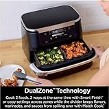 Ninja Foodi DualZone FlexBasket Air Fryer, 7-Quart MegaZone Capacity, 4-in-1 Functions to Air Fry, Roast, Bake and Reheat, Easy Clean Family Size Appliance for Everyday and Holiday Meals