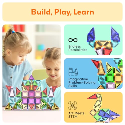 Image of PicassoTiles Nano Magnetic Tiles Travel Set with Storage Tin, Kids Ages 3+ | 39 colorful triangles, 11 squares, lid doubles as a play board, STEM learning, portable screen-free fun, expandable builds