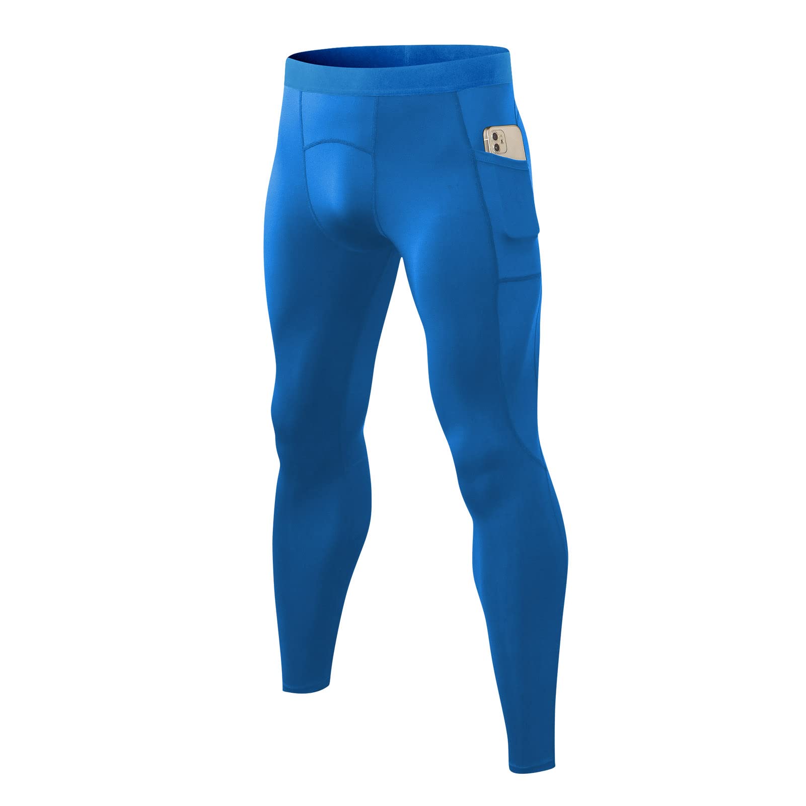 aixing Men Sports Pants Elastic Waist Side Pockets -Wicking Stretchy Tights Running Weightlifting Athletic Leggings-picture-47