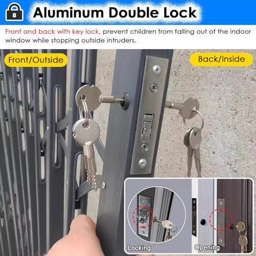 Protector de puerta de seguridad plegable para ventana deslizante, barrera de seguridad para niños y mascotas para el hogar, loft, cobertizo, bloqueable, protección duradera, fácil de instalar, diseño