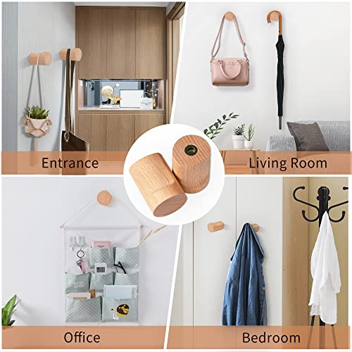 Wood Wall Hooks, 6 Pack Wooden Coat Hooks Wall Mounted Decorative Wooden Wall Hooks Modern Wood Coat Hook Rustic Wooden Peg Hooks For Hanging Hats Clothes Towels #TOP4