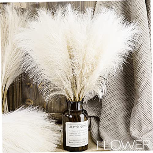 Pampas artificielles blanches sans perte de plumes lot de 6 - 3