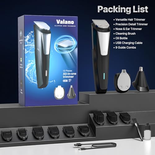 Image of Valano Professional Beard Trimmer Men's Hair Clippers for Men All-in-One Self-Sharpening Electric Blades Mustache Grooming Kit Gift for Men Boyfriend Husband Family