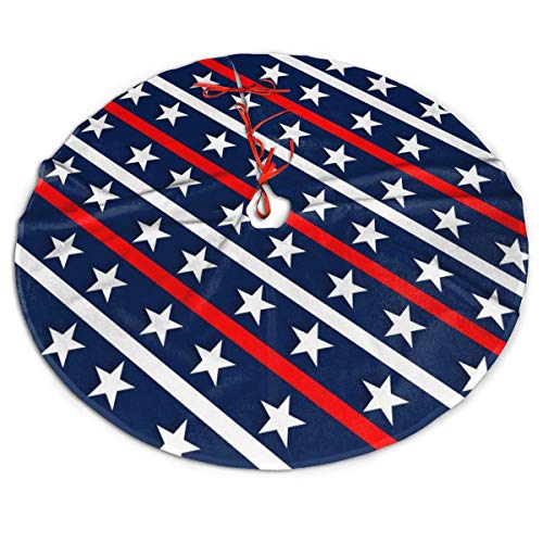 Christmas Tree Skirt 48 Inch Patriotic American Flag Stars And Stripes Xmas Holiday Party Supplies Large Tree Mat Decor For Indoor Outdoor Home Ornaments #TOP9